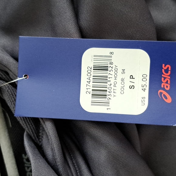 NWT ASICS Grey Fitted Hoodie Sweatshirt size S/P - Picture 6 of 7